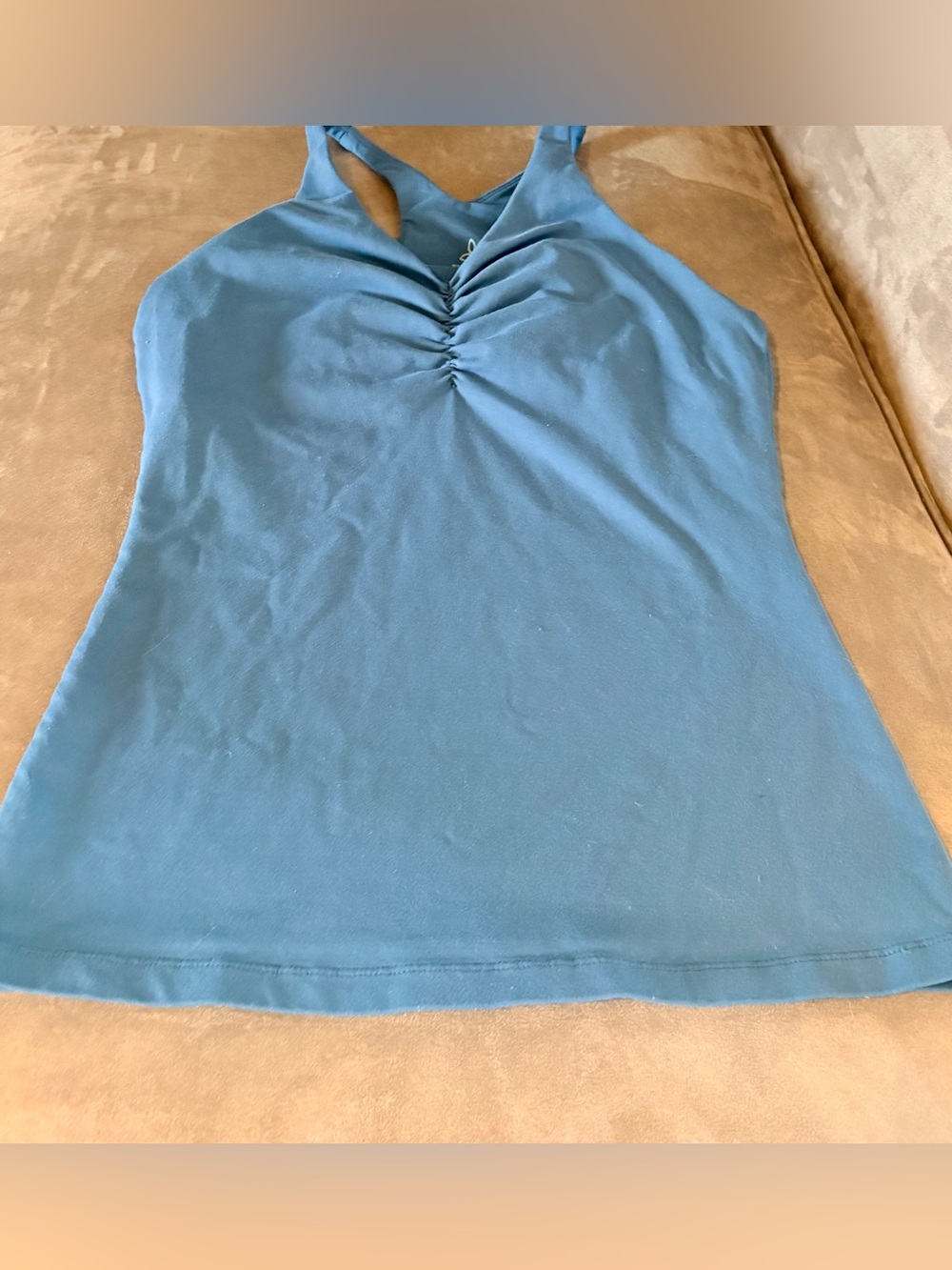 Prana Blue Ruched Racerback Tank Top - Picture 5 of 5